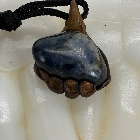 Handmade Other - “HAND in “STONE” Handmade pottery Pendant with Dark Blue Stone